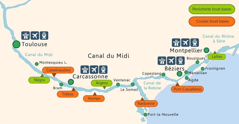 map of Toulouse boat